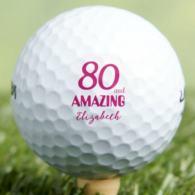 80 and Amazing Mum Gift – Pink 80th Birthday Golf Balls (Creator Uploaded)