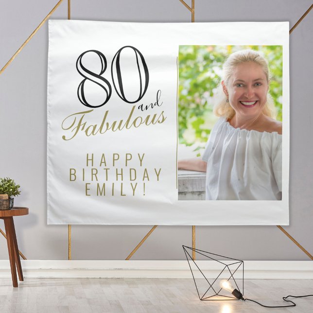 80 and Fabulous 80th Birthday Photo Backdrop Tapestry (Creator Uploaded)