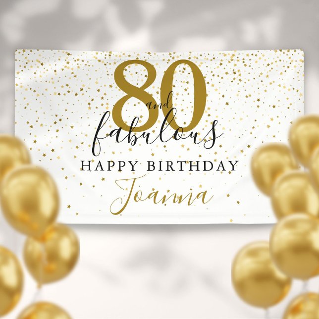 80 and Fabulous Birthday Elegant Gold and Black Banner (80 and Fabulous Birthday Elegant Gold and Black Banner)