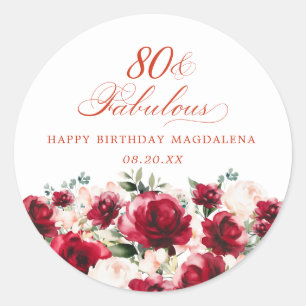 80 and Fabulous Birthday Personalised Custom Classic Round Sticker
