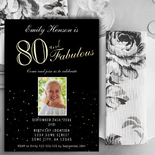 80 and Fabulous Black 80th Birthday Gold