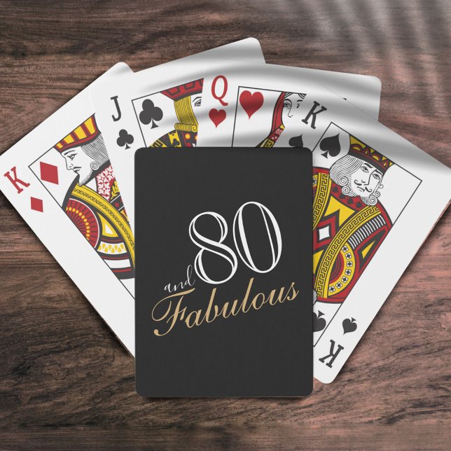 80 and Fabulous Black Elegant Script Birthdays Playing Cards (Creator Uploaded)