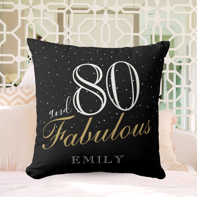 80 and Fabulous Elegant Black 80th Birthday Cushion (Creator Uploaded)