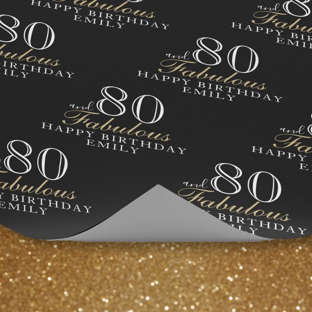 80 and Fabulous Elegant Black 80th Birthday Wrapping Paper (Creator Uploaded)