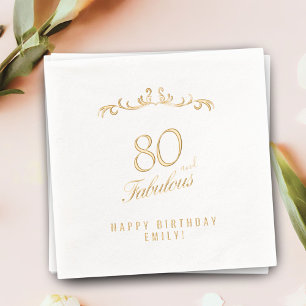 80 and Fabulous Elegant Ornament 80th Birthday Foil Napkins