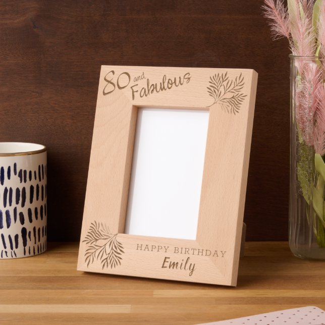 80 and Fabulous Foliage 80th Birthday Etched Frames (Left)