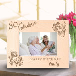 80 and Fabulous Foliage 80th Birthday Etched Frames<br><div class="desc">80 and Fabulous Foliage 80th Birthday Etched Frames. "80 and fabulous" text "Happy birthday" and name. The frame has a beautiful foliage in the corners.</div>