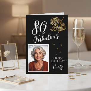 80 and Fabulous Foliage 80th Birthday Photo Card