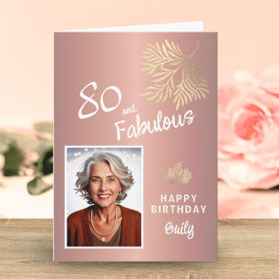 80 and Fabulous Foliage 80th Birthday Photo Card