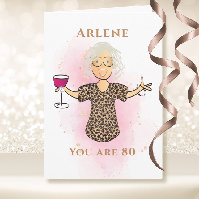 80 and Fabulous Funny Lady 80th Birthday Cartoon  Card (Creator Uploaded)