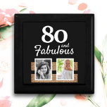 80 and Fabulous Gold Glitter 2 Photo 80th Birthday Gift Box<br><div class="desc">80 and Fabulous Gold Glitter 2 Photo 80th Birthday gift box. Personalised gift box with 2 photos and faux gold glitter. Add your photos - you can use an old and new photo.</div>