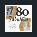 80 and Fabulous Gold Glitter 2 Photo 80th Birthday Napkin<br><div class="desc">80 and Fabulous Gold Glitter 2 Photo 80th Birthday Party Napkins. Add your photos - you can use an old and new photo. Add your name and age.</div>