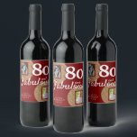 80 and Fabulous Gold Glitter 2 Photo 80th Birthday Wine Label<br><div class="desc">80 and Fabulous Gold Glitter 2 Photo 80th Birthday Wine Label. Add your photos - you can use an old and new photo. Add your name and age.</div>