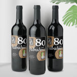 80 and Fabulous Gold Glitter 2 Photo 80th Birthday Wine Label<br><div class="desc">80 and Fabulous Gold Glitter 2 Photo 80th Birthday Wine Label. Add your photos - you can use an old and new photo. Add your name and age.</div>