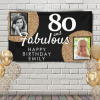 80 and Fabulous Gold Glitter 2 Photo Birthday