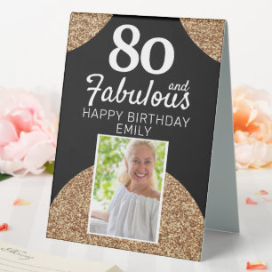 80 and Fabulous Gold Glitter Photo 80th Birthday