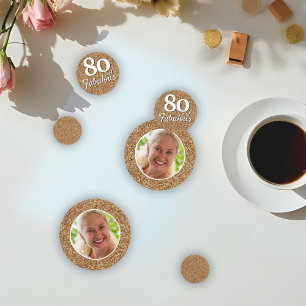 80 and Fabulous Gold Glitter Photo 80th Birthday  Confetti