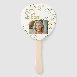 80 and Fabulous Gold Glitter Photo 80th Birthday  Hand Fan
