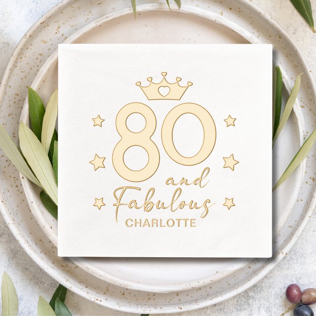 80 And Fabulous Modern 80th Birthday Personalised Foil Napkins (Creator Uploaded)