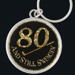 80 And Still Swingin' Golf Balls Key Ring<br><div class="desc">80th birthday keychain for golfers.</div>