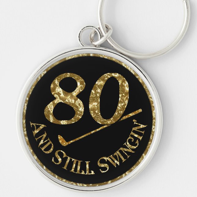 80 And Still Swingin' Golf Balls Key Ring (Front)