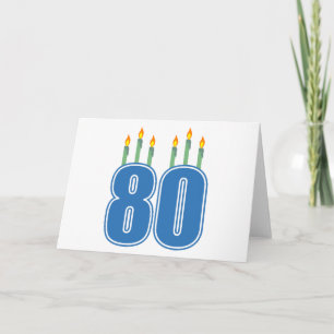 80 Birthday Candles (Blue / Green) Card