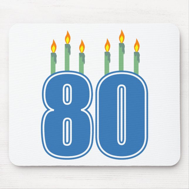 80 Birthday Candles (Blue / Green) Mouse Pad (Front)