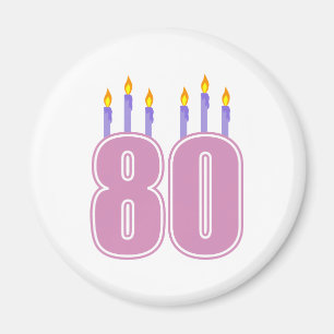 80 Birthday Candles (Pink / Purple) Magnet