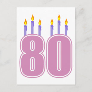 80 Birthday Candles (Pink / Purple) Postcard