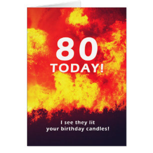 80 Birthday Forest Fire Candle Humour 