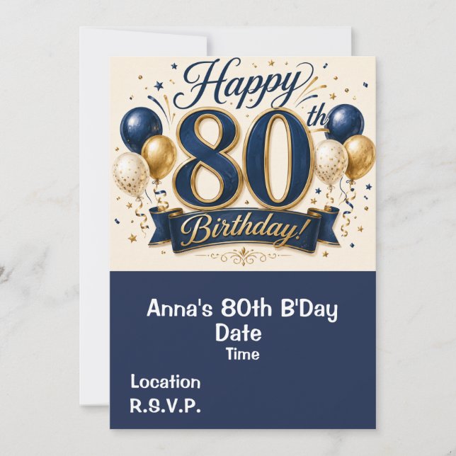 80 Birthday Save the Date   Invitation (Front)