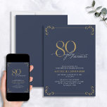 80 & Fabulous Blue & Gold Calligraphy Birthday Invitation<br><div class="desc">It's your special 80th birthday, and it's time to celebrate! Do you want to throw the best bash in town? Make sure it starts off with the highest of style with this 80 & Fabulous Blue & Gold Calligraphy Birthday Invitation. It will be sure to set the tone for a...</div>
