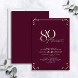 80 & Fabulous Burgundy & Gold Calligraphy Birthday<br><div class="desc">It's your special birthday, and it's time to celebrate! Do you want to throw the best bash in town? Make sure it starts off with the highest of style with this 80 & Fabulous Burgundy & Gold Calligraphy Birthday Foil Invitation. It will be sure to set the tone for a...</div>