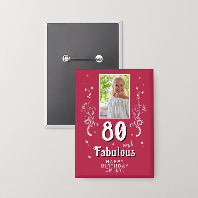 80 & Fabulous Foliage Magent 80th Birthday Photo  (Front/Back)