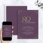80 & Fabulous Purple & Gold Calligraphy Birthday Invitation<br><div class="desc">It's your special 80th birthday, and it's time to celebrate! Do you want to throw the best bash in town? Make sure it starts off with the highest of style with this 80 & Fabulous Purple & Gold Calligraphy Birthday Invitation. It will be sure to set the tone for a...</div>