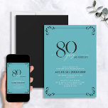 80 & Fabulous Turquoise Black & White Birthday Invitation<br><div class="desc">It's your special 80th birthday, and it's time to celebrate! Do you want to throw the best bash in town? Make sure it starts off with the highest of style with this 80 & Fabulous Turquoise Black & White Calligraphy Birthday Invitation. It will be sure to set the tone for...</div>
