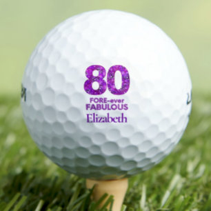 80 FORE-ever Fabulous 80th Birthday Purple Flowers Golf Balls