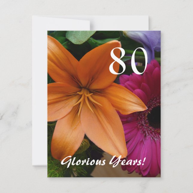 80 Glorious Years!-Birthday Party/Orange Lily Invitation (Front)