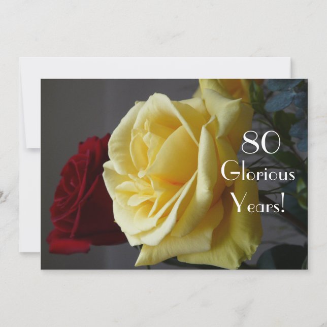 80 GloriousYears!-Birthday/Two Roses-with Quote Invitation (Front)