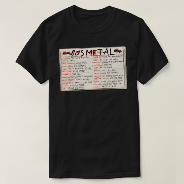 80 Heavy Metal Cassette Tape T-Shirt (Design Front)