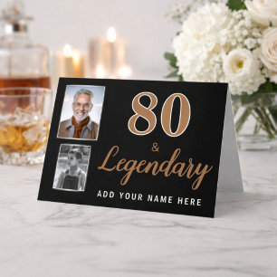 80 & Legendary 2 Photos 80th Birthday  Card