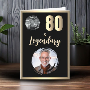 80 & Legendary 2 Photos 80th Birthday Gold Card