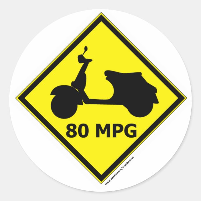 80 mpg Scooter Style Classic Round Sticker (Front)