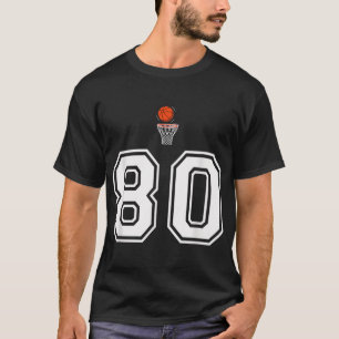 80 Number Basketball Style Vintage White T-Shirt