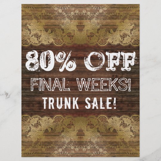 80 OFF Sale Flyer Distressed Wood Gold Lace