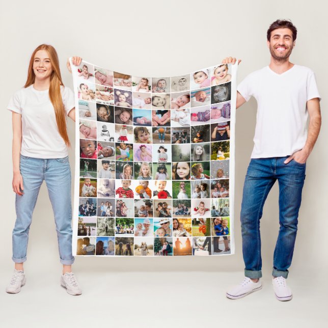 80 Photo Collage  Unique Personalised DIY Custom Fleece Blanket (In Situ)