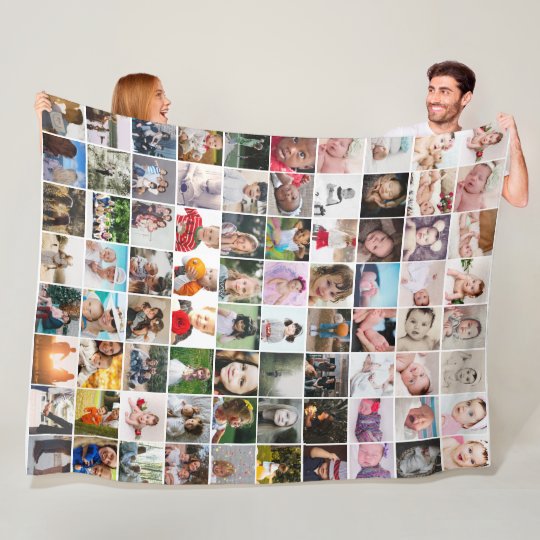 80 Photo Collage Unique Personalized DIY Custom Fleece Blanket Zazzle