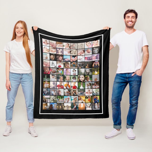 80 Photo Template Personalised Collage Fleece Blanket (In Situ)