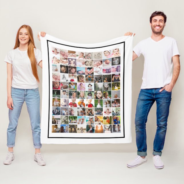 80 Photo Template Personalised Collage Fleece Blanket (In Situ)