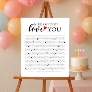 80 reasons why we love you 80th 60th birthday gift poster